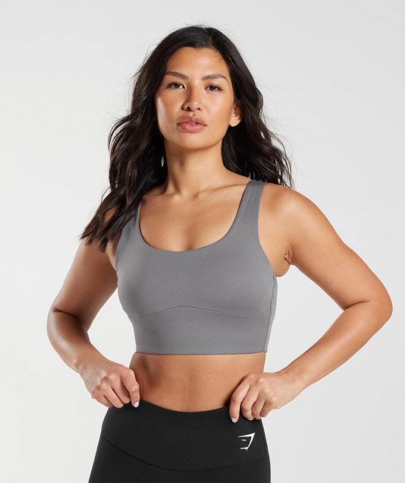 Sports Bras Gymshark Longline Sports Bra Titanium Gris | XPICQ6920