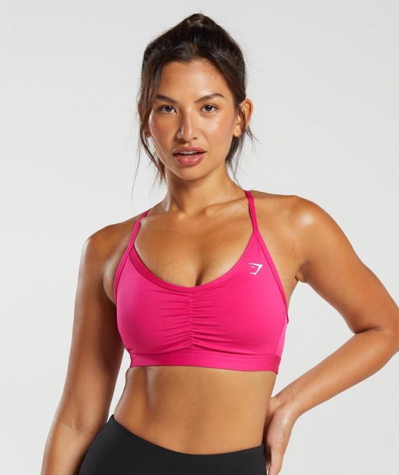 Sports Bras Gymshark Ruched Sports Bra Bold Magenta | QKCJL8437