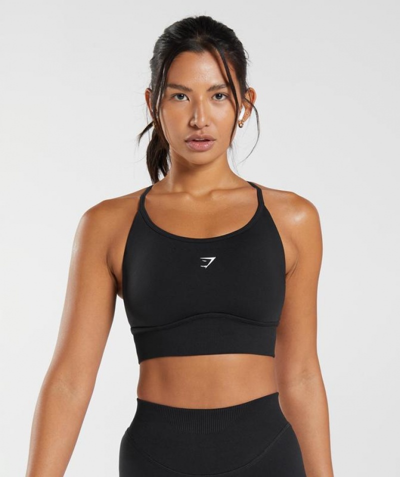 Sports Bras Gymshark Sweat Seamless Longline Sports Bra Negras | FKXVH9517