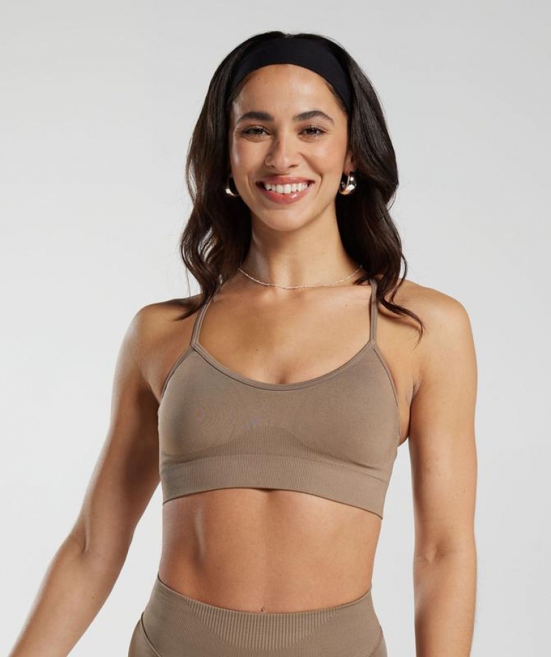 Sports Bras Gymshark Sweat Seamless Sports Bra Marrones | WGJHB7240