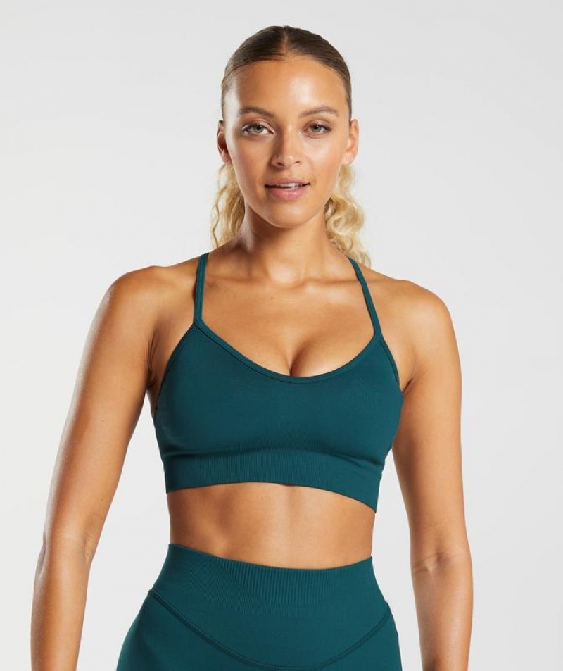 Sports Bras Gymshark Sweat Seamless Sports Bra Winter Teal | IMHOU2953