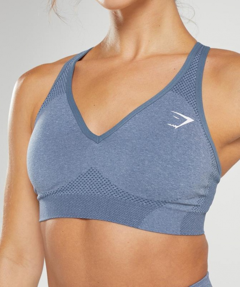 Sports Bras Gymshark Vital Seamless 2.0 V Neck Sports Bra Azules | LAMYW1627