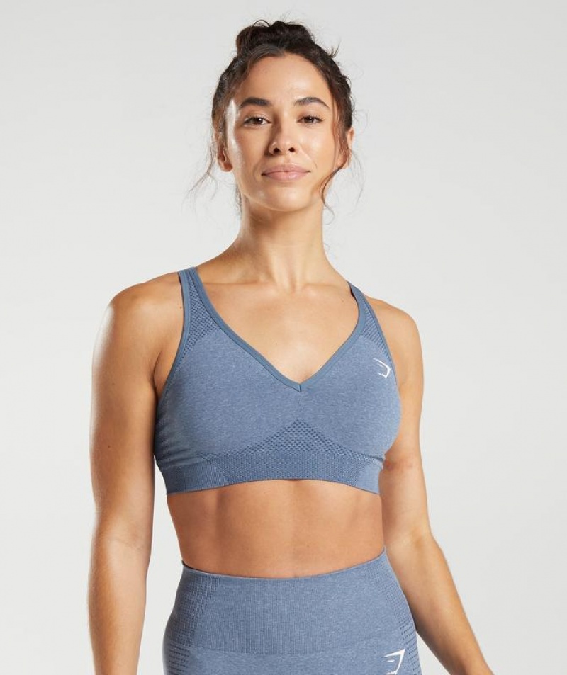 Sports Bras Gymshark Vital Seamless 2.0 V Neck Sports Bra Azules | LAMYW1627