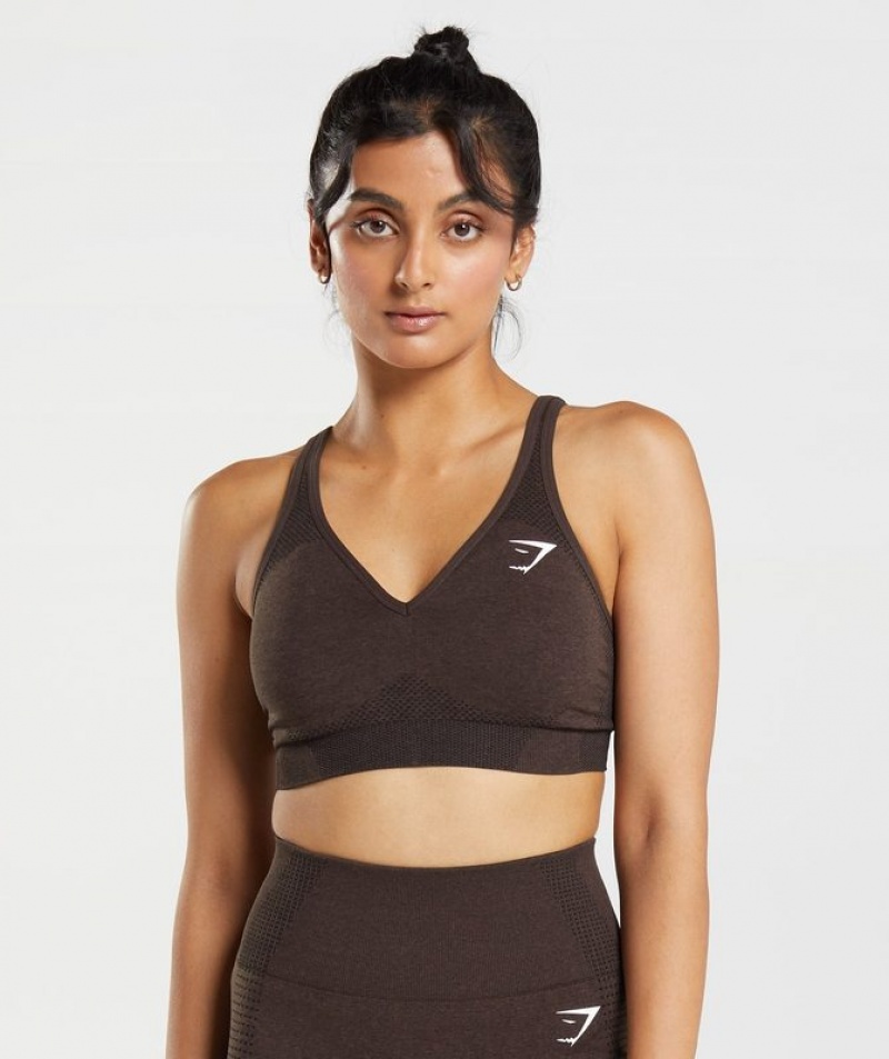 Sports Bras Gymshark Vital Seamless 2.0 V Neck Sports Bra Marrones | YFQGV2067