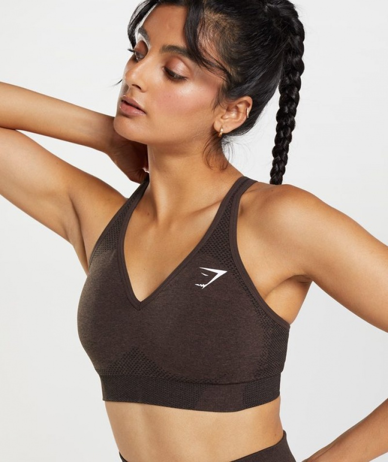 Sports Bras Gymshark Vital Seamless 2.0 V Neck Sports Bra Marrones | YFQGV2067