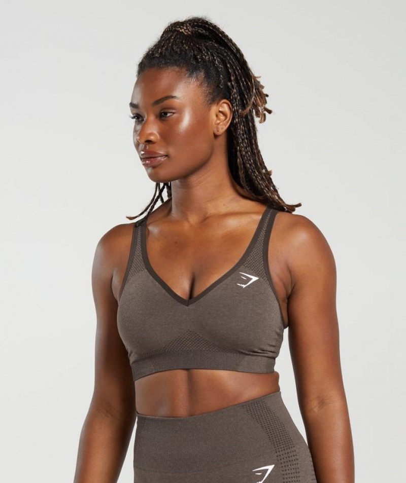 Sports Bras Gymshark Vital Seamless 2.0 V Neck Sports Bra Marrones | DKQGS9328