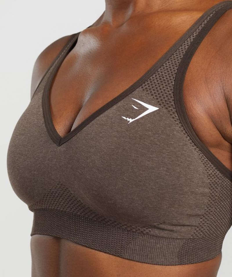 Sports Bras Gymshark Vital Seamless 2.0 V Neck Sports Bra Marrones | DKQGS9328