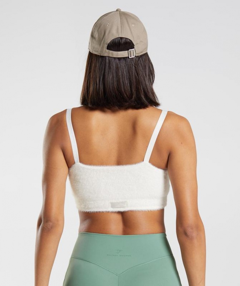 Sports Bras Gymshark Whitney Eyelash Knit Bandeau Blancas | FQJKP9471