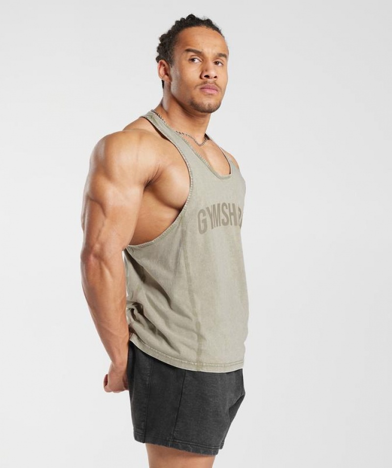 Stringer Gymshark Power Washed Stringer Marrones | WAMSJ9647