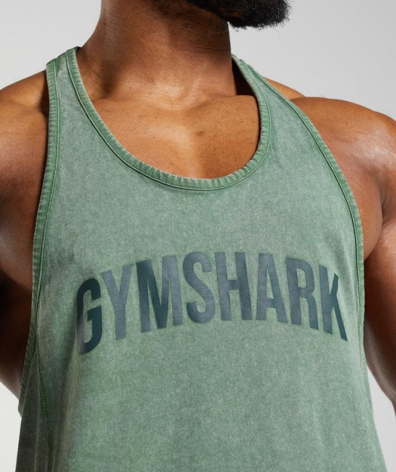 Stringer Gymshark Power Washed Stringer Verde | ENPAS6075