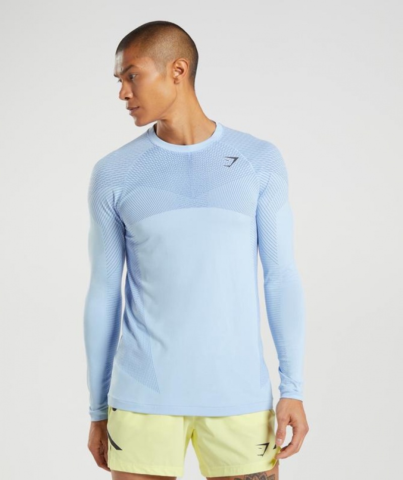 T-Shirts Gymshark Apex Seamless Long Sleeve T-Shirt Azules | IXHCW5290