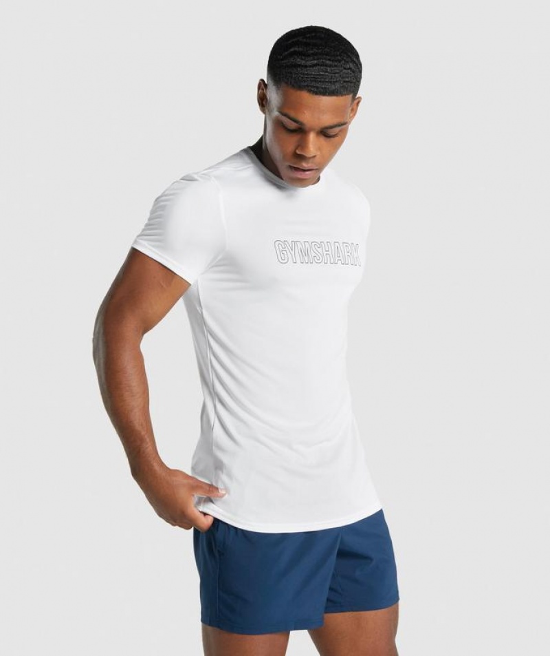 T-Shirts Gymshark Arrival Estampadas T-Shirt Blancas | ADYQJ1578