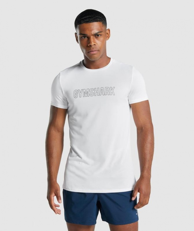 T-Shirts Gymshark Arrival Estampadas T-Shirt Blancas | ADYQJ1578