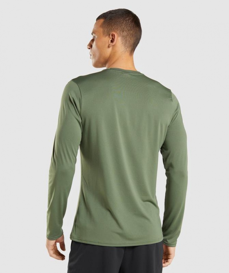 T-Shirts Gymshark Arrival Long Sleeve T-Shirt Verde Oliva | QLXJC3016