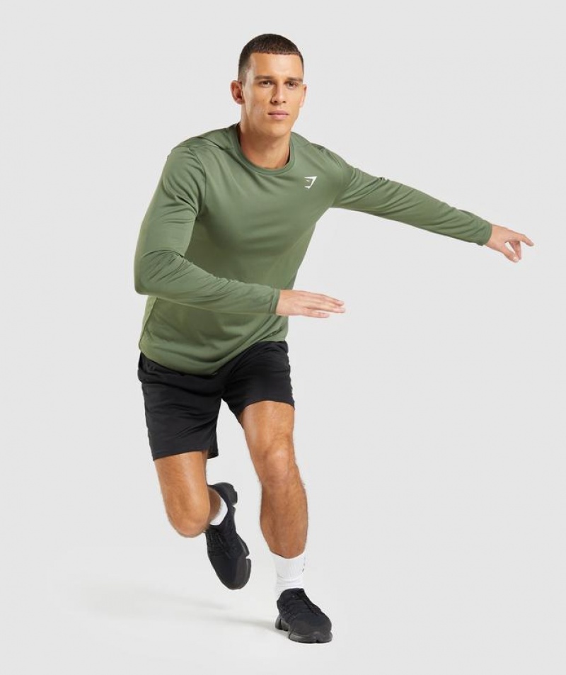 T-Shirts Gymshark Arrival Long Sleeve T-Shirt Verde Oliva | QLXJC3016