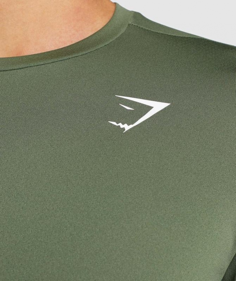 T-Shirts Gymshark Arrival Long Sleeve T-Shirt Verde Oliva | QLXJC3016