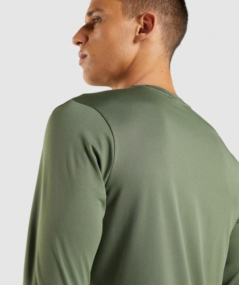 T-Shirts Gymshark Arrival Long Sleeve T-Shirt Verde Oliva | QLXJC3016