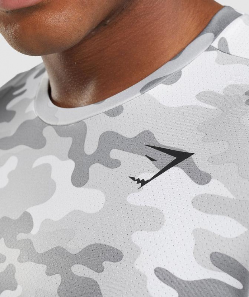 T-Shirts Gymshark Arrival T-Shirt Gris Claro Camuflaje | QZCFI3107