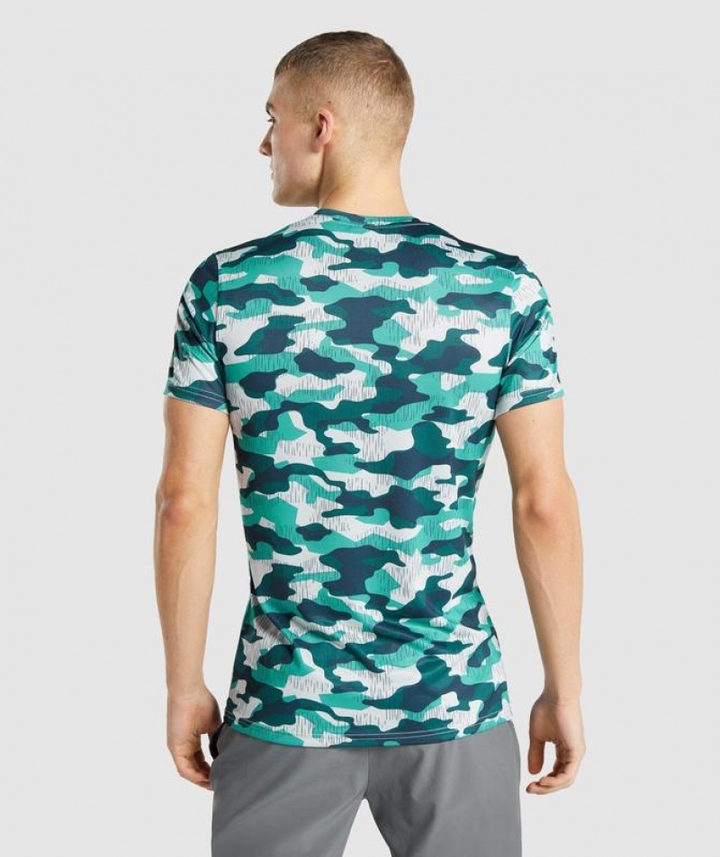 T-Shirts Gymshark Arrival T-Shirt Teal Print | PWYES0162