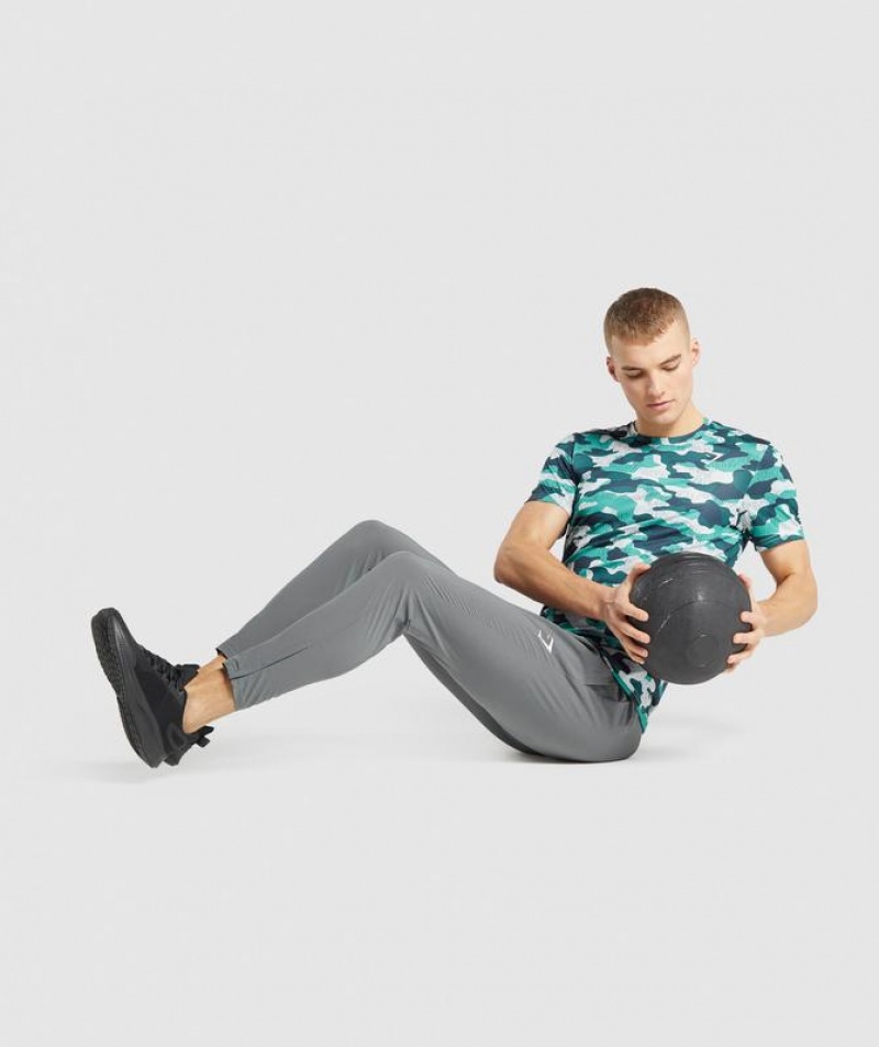 T-Shirts Gymshark Arrival T-Shirt Teal Print | PWYES0162