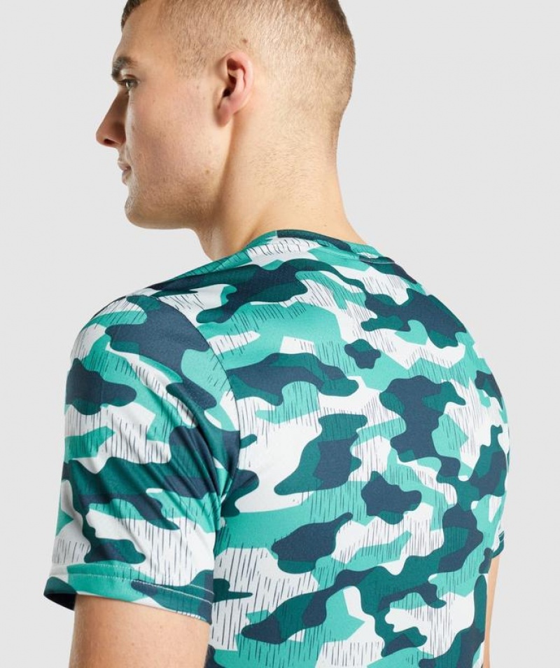 T-Shirts Gymshark Arrival T-Shirt Teal Print | PWYES0162