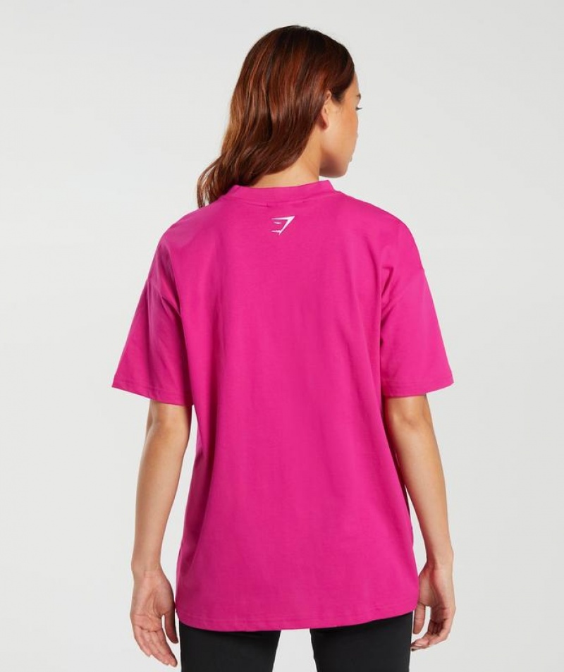 T-Shirts Gymshark Block Oversized T-Shirt Bold Magenta | RLNJW7534