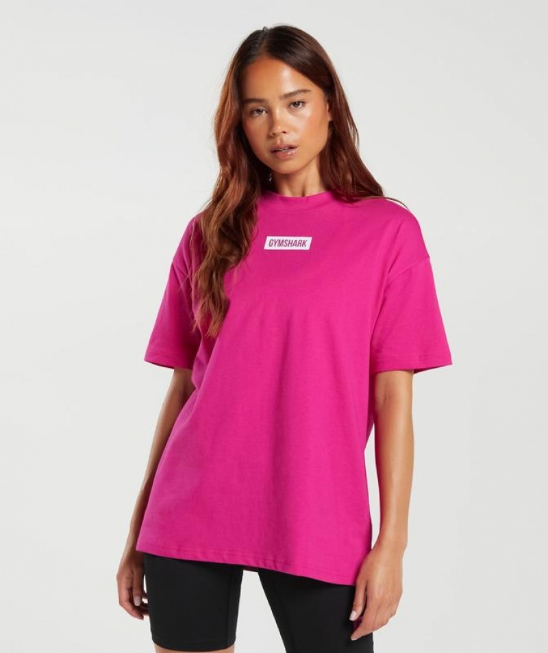 T-Shirts Gymshark Block Oversized T-Shirt Bold Magenta | RLNJW7534