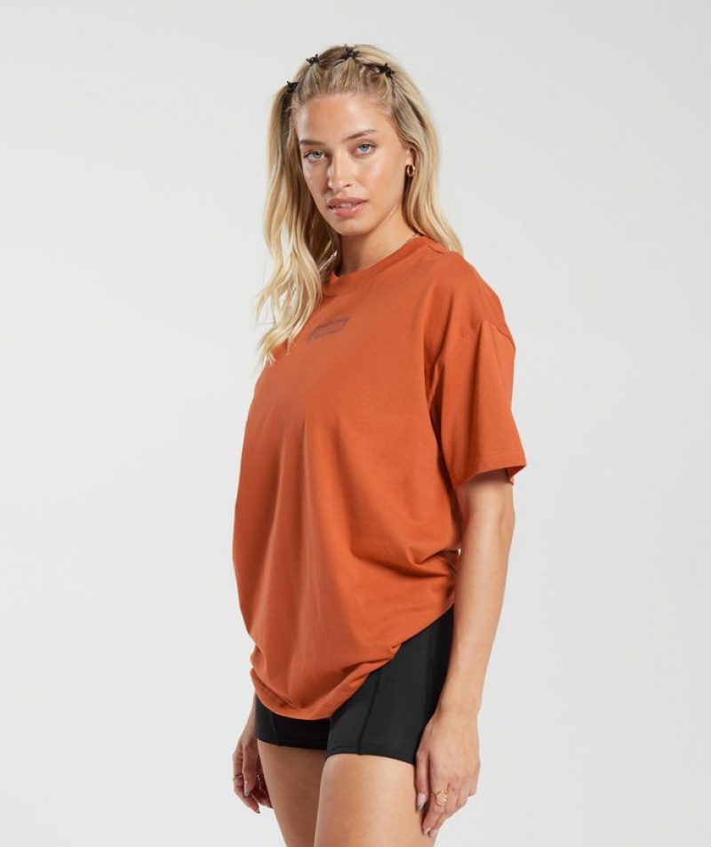 T-Shirts Gymshark Block Oversized T-Shirt Naranjas | JAWGV4612