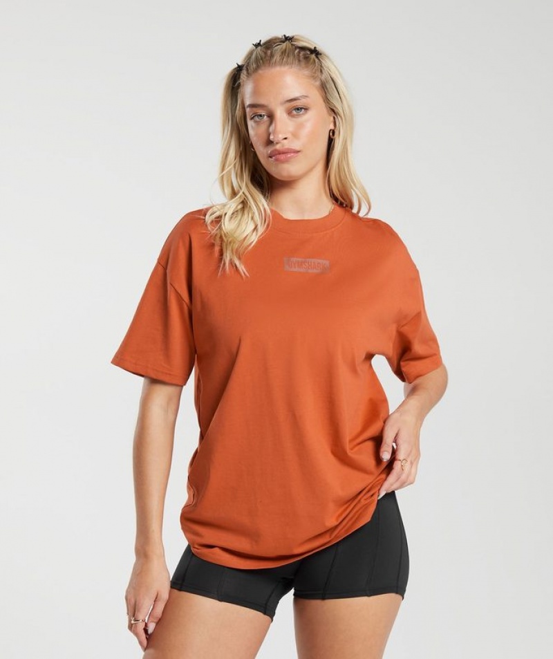 T-Shirts Gymshark Block Oversized T-Shirt Naranjas | JAWGV4612