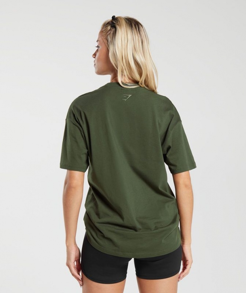 T-Shirts Gymshark Block Oversized T-Shirt Verde Oliva | KFHEP5678