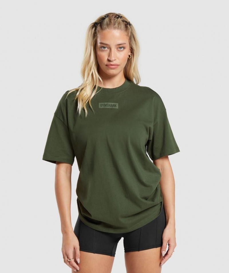 T-Shirts Gymshark Block Oversized T-Shirt Verde Oliva | KFHEP5678