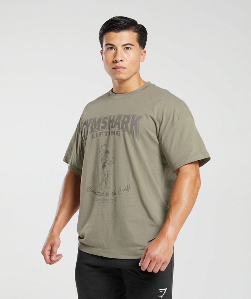 T-Shirts Gymshark Committed to the Craft T-Shirt Marrones | QAXHK4659