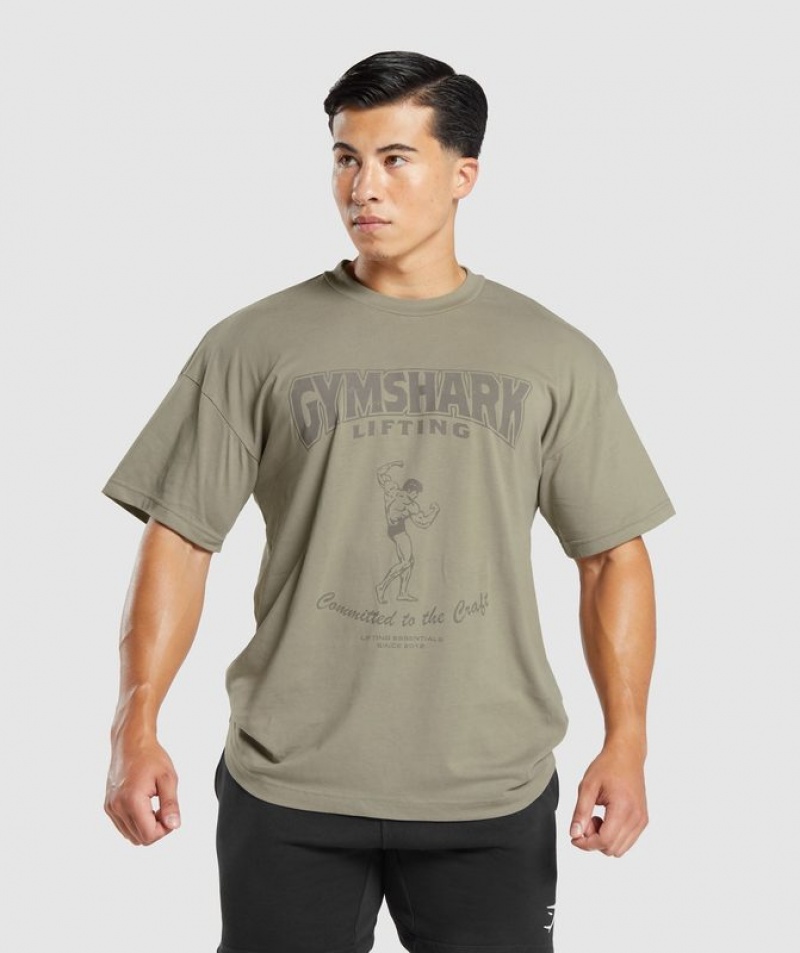 T-Shirts Gymshark Committed to the Craft T-Shirt Marrones | QAXHK4659