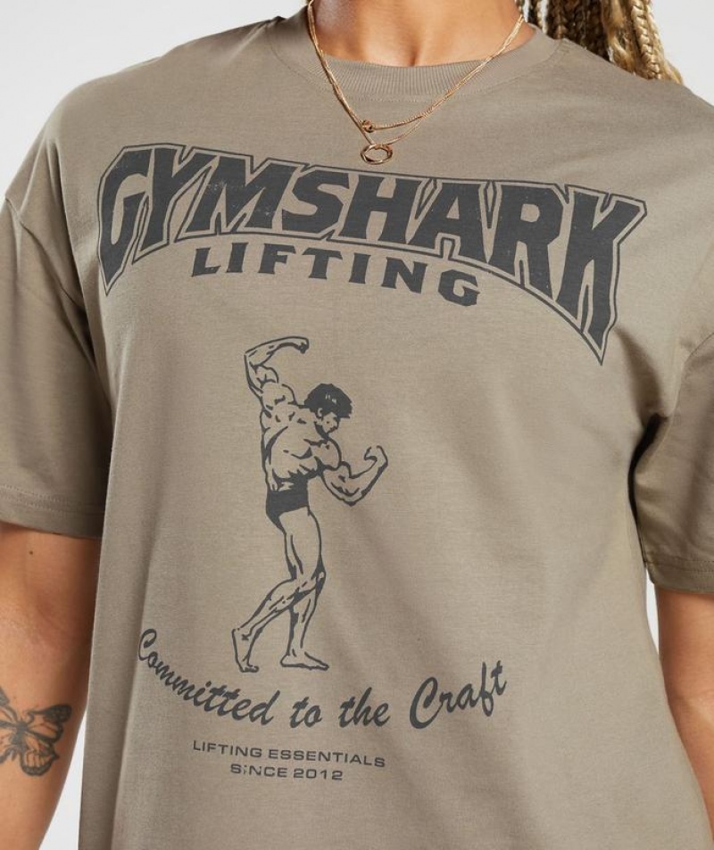 T-Shirts Gymshark Committed to the Craft T-Shirt Marrones | JMGOR9314