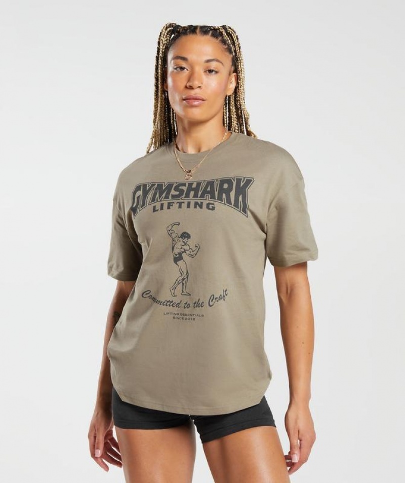 T-Shirts Gymshark Committed to the Craft T-Shirt Marrones | JMGOR9314