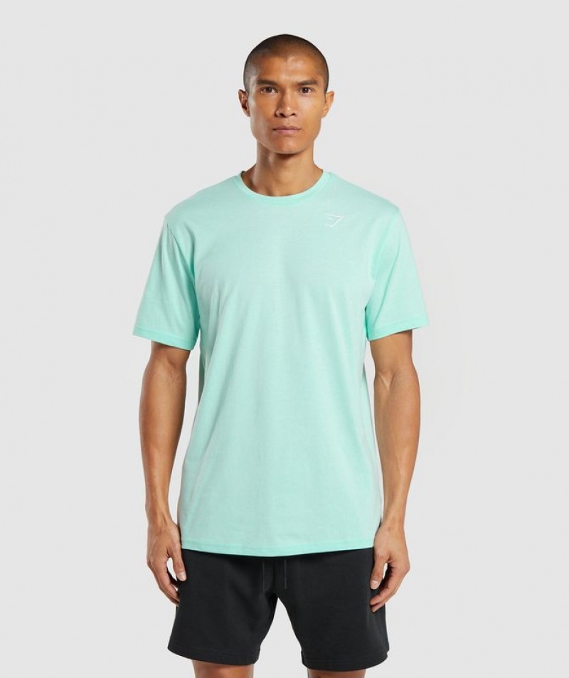 T-Shirts Gymshark Crest T-Shirt Azules | PBJWY5968