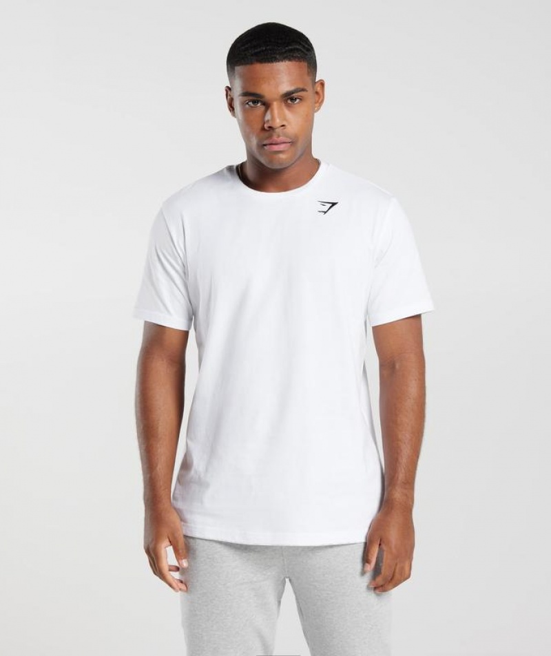 T-Shirts Gymshark Crest T-Shirt Blancas | UOCYT1570