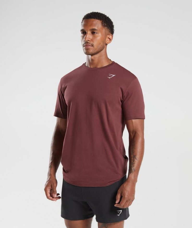 T-Shirts Gymshark Crest T-Shirt Burdeos | WLKQT3074