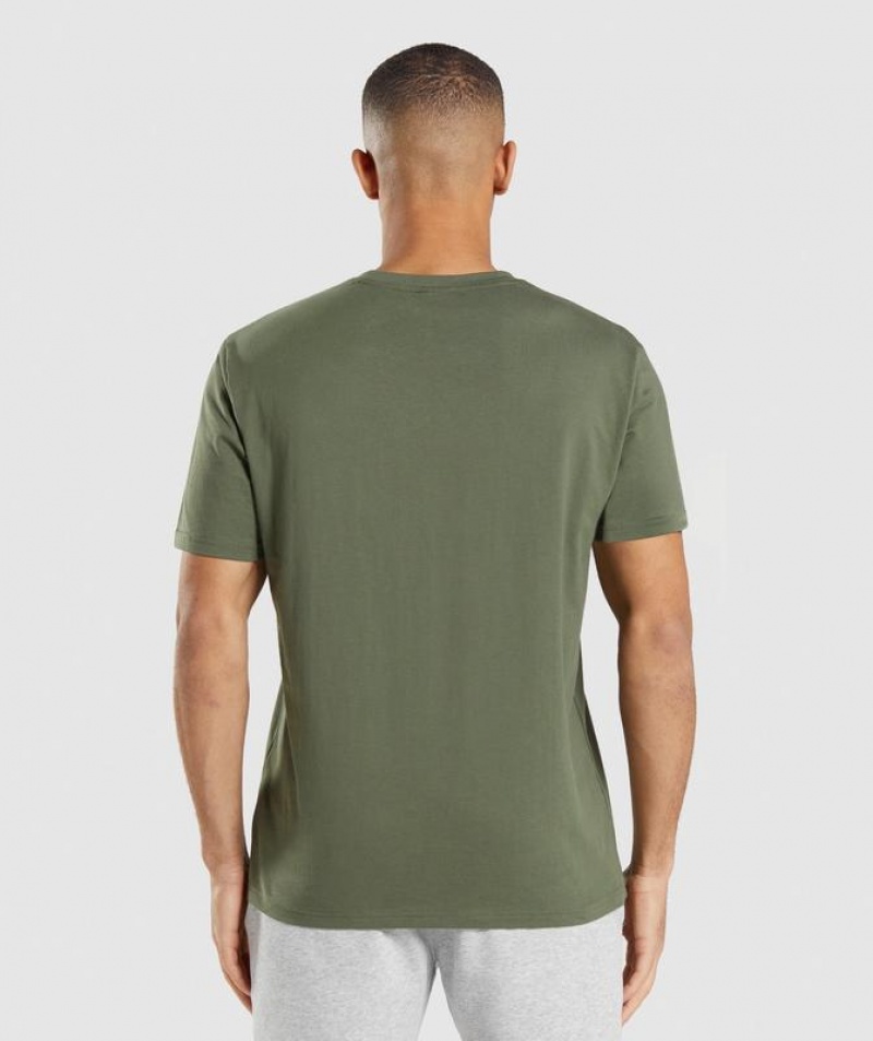 T-Shirts Gymshark Crest T-Shirt Verde Oliva | VBKRW4193