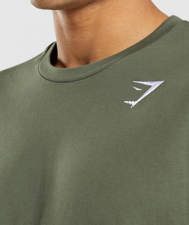 T-Shirts Gymshark Crest T-Shirt Verde Oliva | VBKRW4193