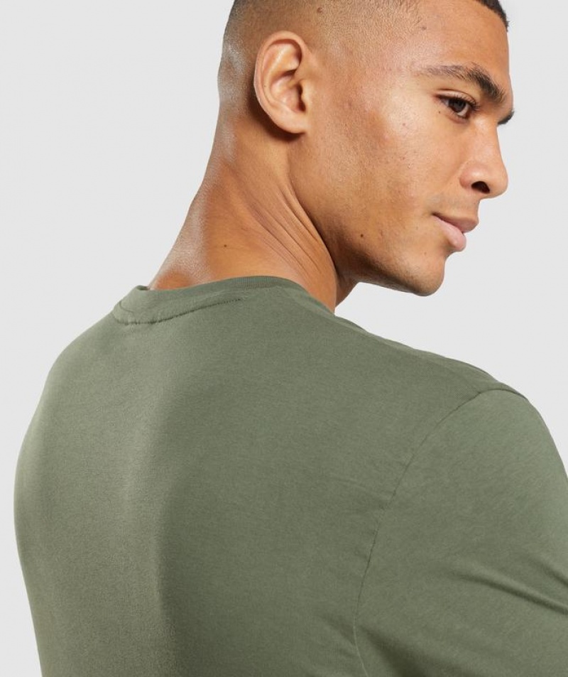 T-Shirts Gymshark Crest T-Shirt Verde Oliva | VBKRW4193