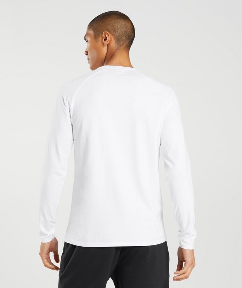 T-Shirts Gymshark Critical Long Sleeve T-Shirt Blancas | YZIST9710