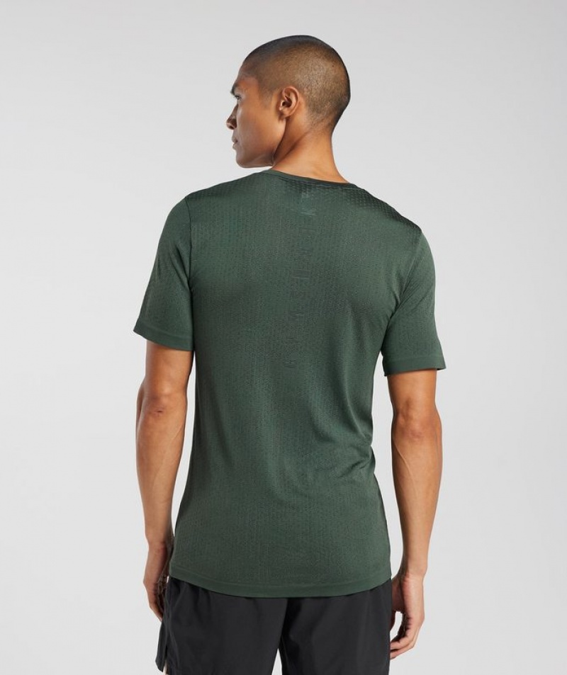 T-Shirts Gymshark Deporte Seamless T-Shirt Fog Green/Black | DAEIN4387