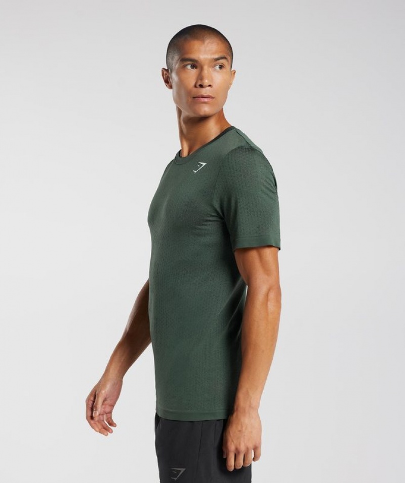 T-Shirts Gymshark Deporte Seamless T-Shirt Fog Green/Black | DAEIN4387