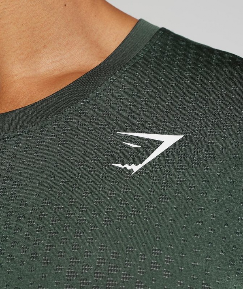 T-Shirts Gymshark Deporte Seamless T-Shirt Fog Green/Black | DAEIN4387