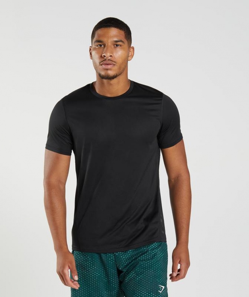 T-Shirts Gymshark Deporte T-Shirt Black/Black Marl | YAPOV6801