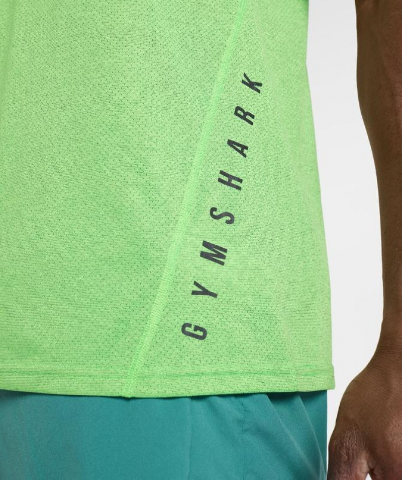 T-Shirts Gymshark Deporte T-Shirt Fluo Lime/Black Marl | NBOWF3789