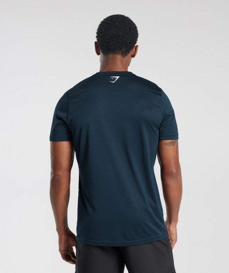 T-Shirts Gymshark Deporte T-Shirt Navy/Black Marl | NMLFQ7016