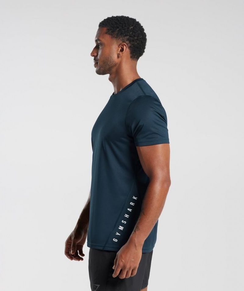 T-Shirts Gymshark Deporte T-Shirt Navy/Black Marl | NMLFQ7016