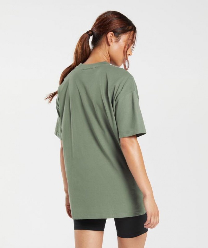 T-Shirts Gymshark Entrenamiento Oversized T-Shirt Verde | WZBKC8015